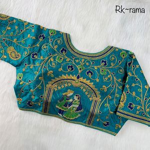 เสื้อเบลาส์ผ้าไหมจาริสำหรับเจ้าสาว, เสื้อปักลายงานแฟนทอมเจ้าบ่าวเจ้าสาวเสื้อส่าหรีสไตล์อินเดียสำหรับงานแต่งงาน - Product Image 3