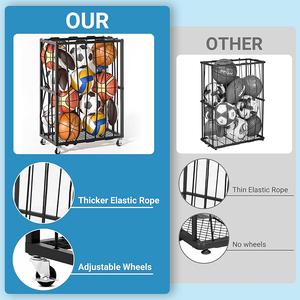 JH-Mech <span class=keywords><strong>Ball</strong></span> 스포츠 주최자 보관 카트 차고 금속 롤링 빈 배구 축구 농구 공 카트 - Product Image 2