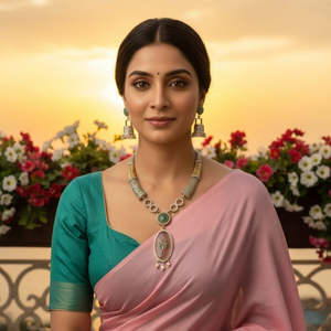 Conjunto de Joyería Fina Tribal Tales Jaali Hasli de Dos Tonos con Incrustaciones de Piedras - Product Image 1