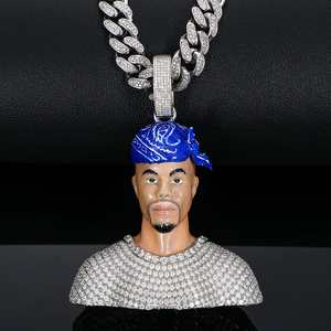 Pendentif Hip Hop en argent sterling 925 de haute qualité entièrement glacé par des diamants de Moissanite brillants ronds - Product Image 1
