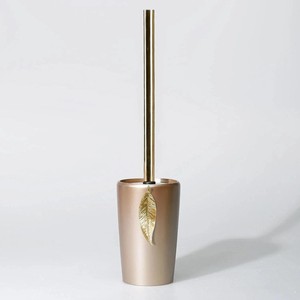 Leaf Bathroom <b>Accessories</b> Set In Taupe And Gold Colors Trash Can ,<b>Toilet</b> Brush ,Soap Dispenser ,Toothbrush Holder And Tray - Product Image 2