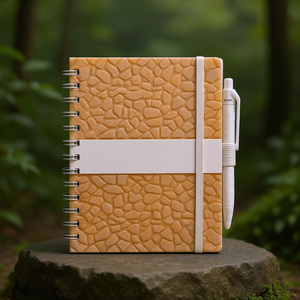 Set Regalo Aziendale Sostenibile con Taccuino in Pietra Naturale Ambrata - Product Image 3