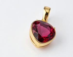 เครื่องประดับแฟชั่นขนาดเล็กที่ไม่ซ้ำกันสำหรับผู้หญิงชุบทอง18K 925เงินสเตอร์ลิงหัวใจโกเมนสร้อยคอจี้ - Product Image 6