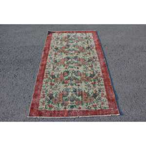 พรมขนาด 3.7x6.4 ฟุต, พรมสไตล์วินเทจตุรกี, พรมขนสัตว์สีแดง - Product Image 1