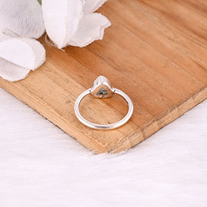 925 Sterling argent massif aigue-marine pierre précieuse à la main empilable bague maman cadeaux argent bijoux fins bijoux personnalisés - Product Image 3