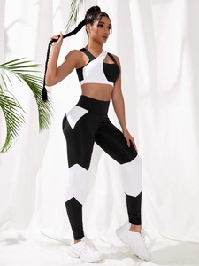 Vêtements de sport deux pièces ensemble femmes sans couture Yoga Leggings et soutien-gorge ensembles Fitness sport Gym vêtements d'entraînement - Product Image 6