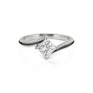 Bague de promesse Jeulia Parallel Meet bicolore avec cristaux taille princesse et motif bypass - Product Image 1