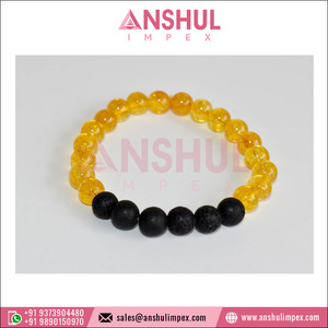 สร้อยข้อมือกระจายกลิ่นหินลาวาพลอยคริสตัลลูกปัดหิน Citrine