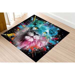 Tapis Lion Coloré : Art Abstrait de la Jungle, Tapis Moderne, Tapis Doux à Poils Longs - Product Image 2