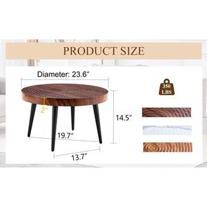 Modern Eco-Friendly Solid <b>Wood</b> & Metal Frame Coffee <b>Table</b> & Side <b>Table</b> Set for <b>Small</b> Apartment Living Room Balcony - Product Image 6