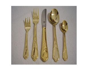 Juego de Cubiertos de Oro para Boda, 2 Cucharas y 2 Tenedores y 1 Cuchillo para Pastel, Juego de 5 Piezas de Lujo a los Mejores Precios Disponibles - Product Image 5