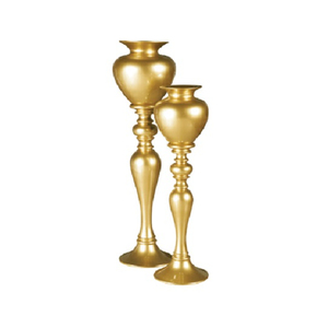 Vase à fleurs en laiton antique fait à la main avec finition dorée parfait pour le décor de salon et de réception de mariage - Product Image 5