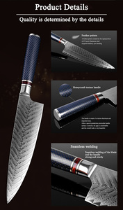 มีดเชฟดามัสกัสญี่ปุ่นยึดใบมีดคมงานตามสั่ง - Product Image 3