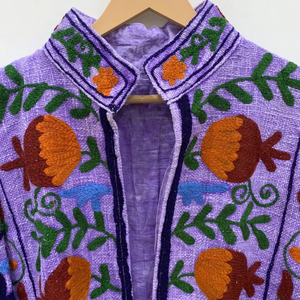 เสื้อโค้ทสั้นสีม่วงทำมือสไตล์วินเทจลายซูซานี เสื้อแจ็คเก็ตสั้นสำหรับฤดูหนาว เสื้อแจ็คเก็ตสั้น TNT สำหรับงานปาร์ตี้ ของขวัญสำหรับเธอ ไซส์เดียว - Product Image 6