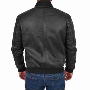 Chaqueta de cuero negro para hombre superventas al por mayor chaqueta de moda cortavientos con cierre de cremallera chaqueta de alta calidad para hombre - Product Image 6