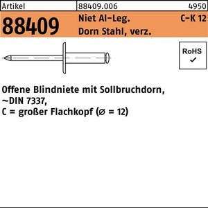 Remache Ciego Galvanizado de Aluminio/Acero R 88409 Grande FLAKO 4x10 - Paquete de 500 Unidades - Product Image 1