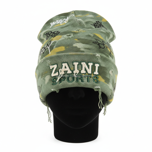 Bonnet en tricot pour femmes GSM acrylique coton mélangé tissu extensible brodé logo personnalisé style vieilli jacquard Bonnet - Product Image 1