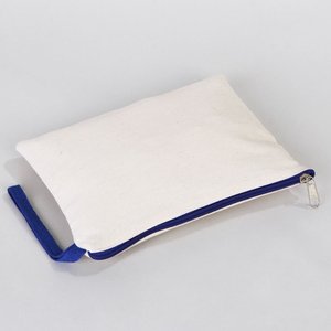 Bolso de mano de algodón azul oscuro con cremallera, 8x6, bolsa en blanco - Product Image 3