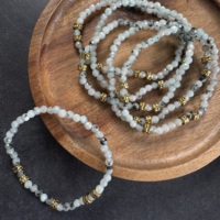 Bracelet en pierre naturelle et acier inoxydable à perles, plaqué or, léger, de luxe, pour usage quotidien, idéal comme cadeau, production rapide