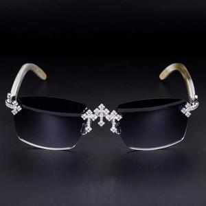 Latest Branded Customized Iced Glasses Moissanite Diamonds Luxury Half Rim <b>Polarized</b> <b>Sunglasses</b> UV400 Durable New Trendy - Product Image 1
