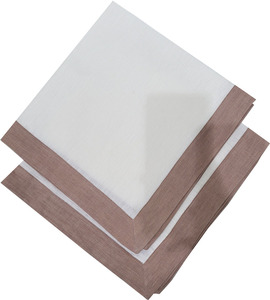 Élégant moderne 100% ensemble de serviettes en lin de haute qualité blanc brodé marron bordure Design lavable pour les dîners d'avion à domicile - Product Image 1