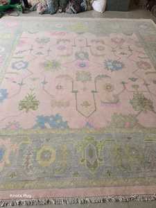 Oushak พรมเปอร์เซียขนแกะทำด้วยมือสีฟ้าสีขาวกำหนดขนาดเองได้สำหรับสัตว์เลี้ยงเป็นมิตรต่อสิ่งแวดล้อมซักได้กันลื่นสำหรับห้องนั่งเล่นสวดมนต์ - Product Image 6