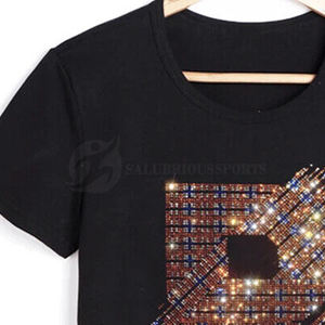 Venta al por mayor Rhinestone camiseta hombres 100% algodón cuello redondo logotipo personalizado diseño Rhinestone camiseta - Product Image 6