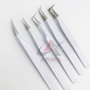 แหนบต่อขนตาสแตนเลสเคลือบผงสีขาวแยกเส้นใยอย่างยั่งยืนติดโลโก้ตามสั่ง - Product Image 3