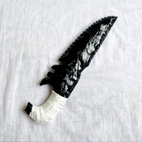 MUNTAHA AGATE Couteau de fantaisie en obsidienne noire unique, pierre précieuse, lame taillée à la main, qualité supérieure, toucher réel, dentelé, Wicca