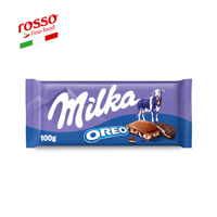 Chocolat Oreo MILKA à texture croustillante, bon marché et très demandé, emballage boîte de 100g pour l'exportation