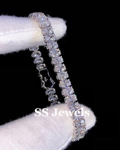 Bracelet Tennis en diamant Moissanite VVS taille ovale pour femmes luxe en argent Sterling 925 glacé bijoux cadeau pour les mariages - Product Image 2