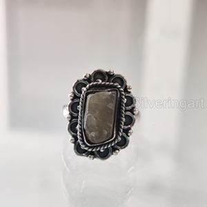 Bague pour femme en pierre brute, labradorite naturelle, style bohème, en argent sterling 925, pour Noël et la Saint-Valentin - Product Image 3