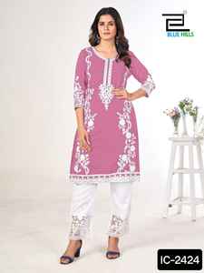 Vêtements ethniques indiens Georgette lourde prêt à porter Kurtis avec une belle broderie travail décontracté et tenue quotidienne Collections Kurtis - Product Image 5