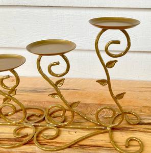 Soporte de luz de té de metal de hierro Soporte de candelabro recubierto de oro de calidad con función de iluminación Centro de mesa o decoración para oficina en casa - Product Image 6