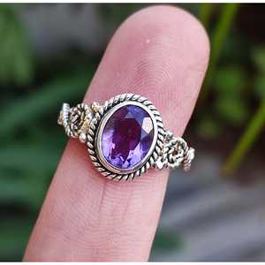 Purple Amethyst <b>Statement</b> <b>Ring</b> February Birthstone Handmade Sterling Silver Gemstone <b>Ring</b> 18K Plating Boho Style Perfect Gift - Product Image 6