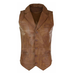 Chaleco de cuero de invierno informal Vintage sin mangas, Color personalizado de alta calidad, logotipo personalizado, prendas de vestir exteriores transpirables para hombres - Product Image 1