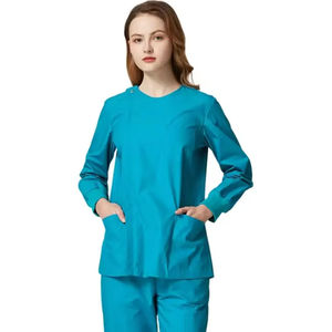 2024 alta calidad de los hombres de manga corta de verano Hospital Scrubs nuevo diseño multi-bolsillos cremallera traje de fregado de cuello alto conjuntos de fregado - Product Image 2