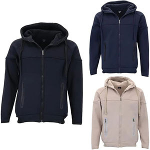 Sweats à capuche surdimensionnés personnalisés à fermeture éclair intégrale, couleur unie, poids lourd, poches, fermeture éclair réfléchissante, sweats à capuche de haute qualité pour hommes - Product Image 4