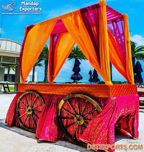 <b>Mehndi</b> Event Colorful Canopy Style Rehdi Stall Exclusive Wooden Wedding Food Stalls Wooden Made Rehri for Grand Wedding <b>Decor</b> - Product Image 6
