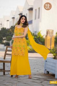 Ropa de fiesta de invierno festiva para mujer, elegante y moderna, de primera calidad, bordado Chinon, tela Salwar Kameez Georgette, suministro al por mayor - Product Image 6