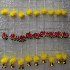 ที่แขวนประตูดอกดาวเรืองเทียม & ชุดฉากหลัง MDF บัวดิวาลิ, haldi, ganpati, พิธีขึ้นบ้านใหม่, ของตกแต่งบ้านงานแต่งงานตามเทศกาล - Product Image 1
