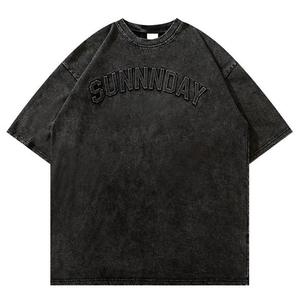 OEM personalizado de alta calidad 100% algodón de peso pesado holgado Ajuste de gran tamaño Vintage Drop Shoulder Acid Wash impreso camiseta para hombres - Product Image 4