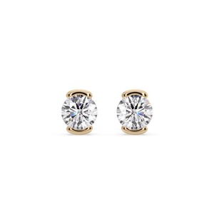Pendientes de Diamantes Finos con Corte Redondo Luminoso y Engaste de Bisel, 0.30 Ct, Diamante Cultivado en Laboratorio en Platino, para Compromiso Nupcial - Product Image 3