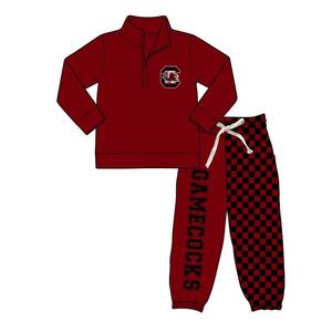 Conjunto Deportivo Escolar para Niños Pequeños, Sudadera de Forro Polar, Pantalones Deportivos a Cuadros, Atuendo Informal - Product Image 1