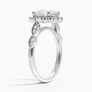 Classique 10K Or Laboratoire Cultivé Halo Anneau Brillant Centre Pierre Prong Réglage Bande À La Mode De Mariage Anniversaire Propositions Tenue De Fête - Product Image 5