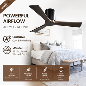 42 Inch Low Profile Ceiling <b>Fan</b> No Light Modern Wood Ceiling <b>Fan</b> Quiet DC Motor <b>Remote</b> <b>Control</b> for Bedroom - Product Image 2