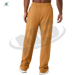 Pantalons évasés en coton pour hommes Pantalon de survêtement patchwork à ceinture élastique Joggers évasés décontractés OEM personnalisés lavés - Product Image 2