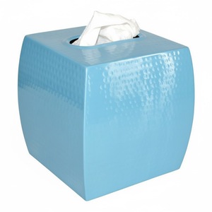 Great Quality Blue Metal Eco-friendly Handmade Modern Tissue Box Cover Square <b>Hammered</b> Texture Bathroom Tissue Dispenser <b>Holder</b> - Product Image 1
