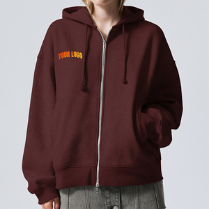 Sudadera con Capucha para Mujer, Nueva, Moderna, de Algodón 100%, Gruesa, con Logotipo Bordado en 3D Personalizado, Color Sólido, Corte Holgado, Estilo Urbano - Product Image 4