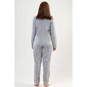 Conjunto de Pijama de Manga Larga con Cuello Redondo y Bolsillo Ovalado para Mujer, Talla XXL, Ropa Cómoda para Mujer - Product Image 1